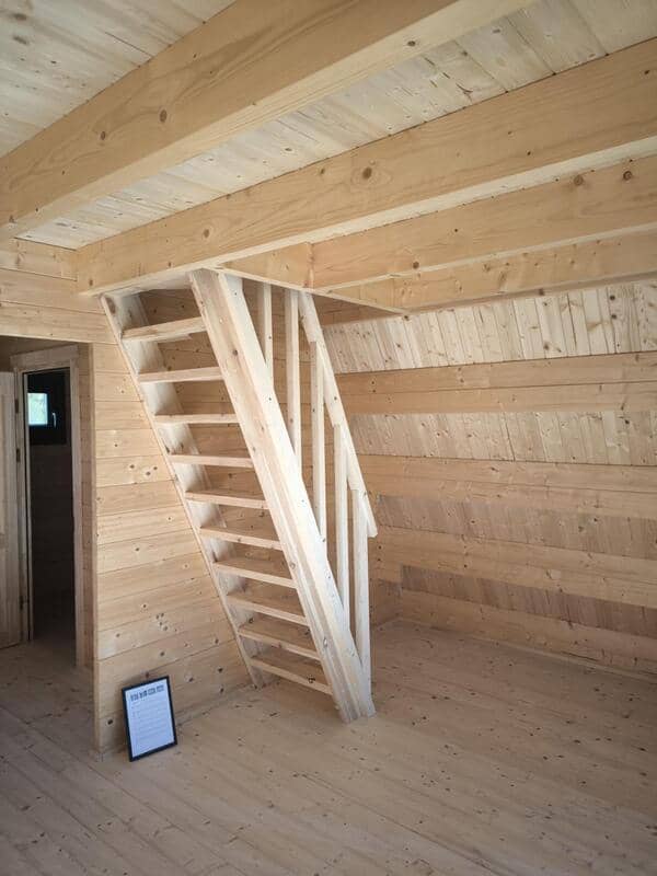 inside of a log cabin
